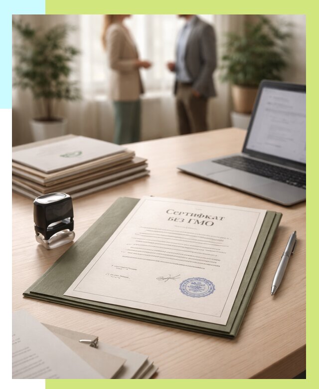 Сертификат без ГМО в Красноуфимске от 7618 р. оформить срочно Алешин-Крф